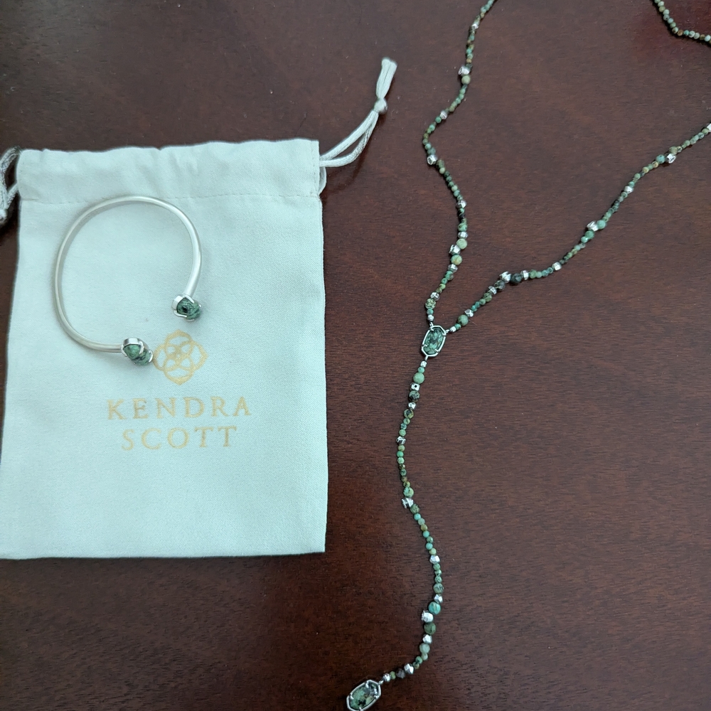 Kendra Scott Silver and Green Jewelry Set